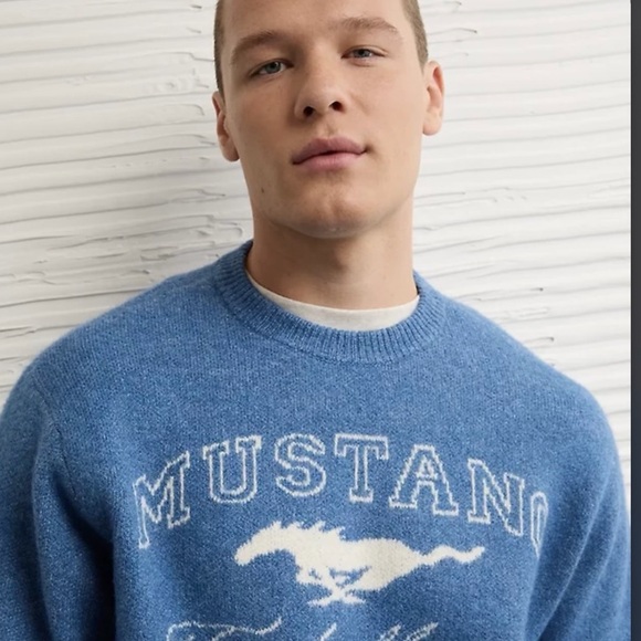 American Eagle Outfitters Ford Mustang Blue Crewneck Sweater - Picture 2 of 3